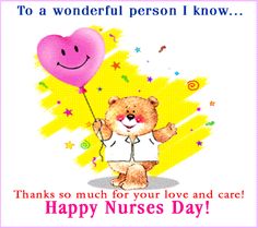 Miś z balonikiem szczęśliwego dnia pielęgniarek